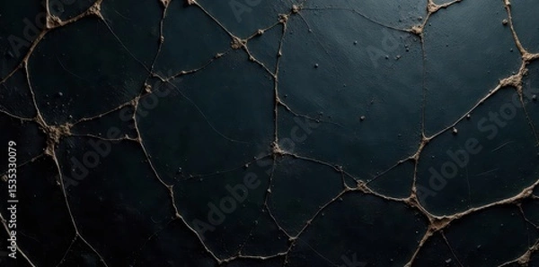 Obraz Deep black backdrop; intricate white scratch network on aged surface , black, texture