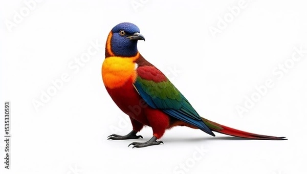 Obraz Colorful bird standing proudly with a vibrant expression on a white background