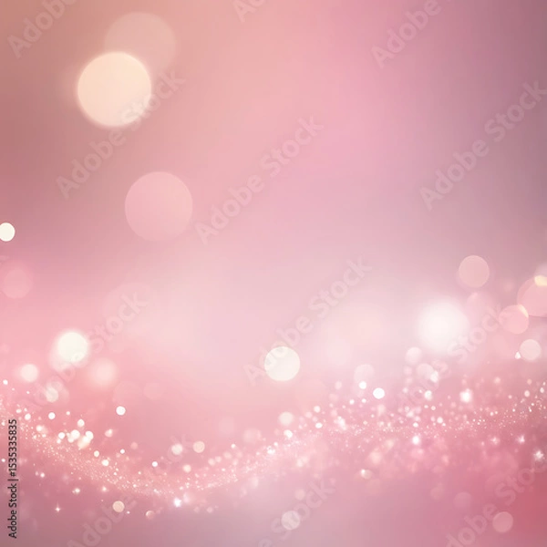 Fototapeta Elegant soft pink abstract background with glowing bokeh lights, pastel gradient texture, modern pattern design, smooth surface, romantic and dreamy style | ai