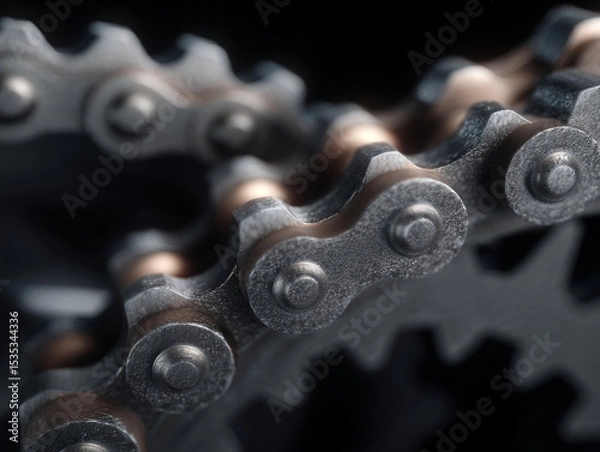 Obraz Gears with chain mechanical components.