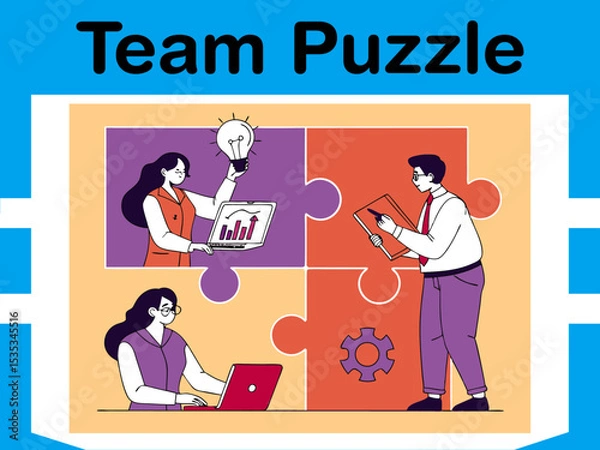 Fototapeta Business Team Puzzle Collaboration Animated Concept