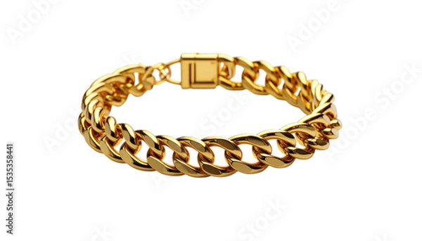 Obraz Gold chain bracelet isolated on transparent background