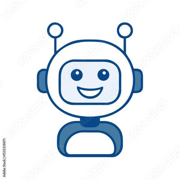 Obraz Friendly Robot Icon Smiling and Showcasing Artificial Intelligence Charm