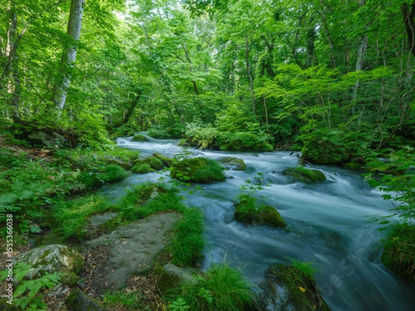 Obraz 日本の森と清流