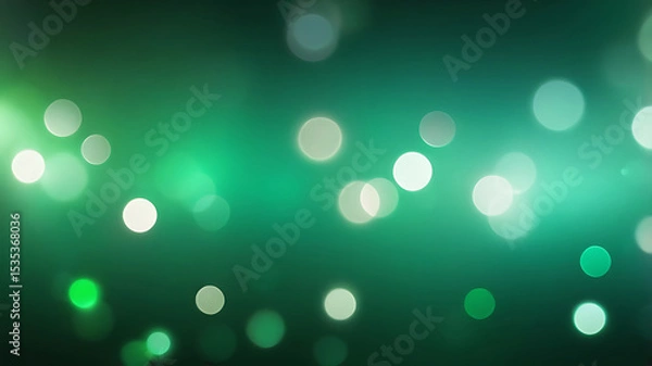 Obraz Modern green abstract background with glowing bokeh lights, soft gradient texture, smooth surface, elegant design elements, and festive decorative pattern | ai
