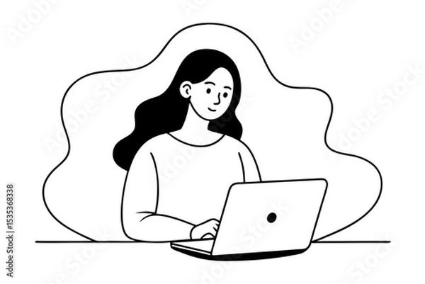 Obraz Casual Computer Use Line Drawing