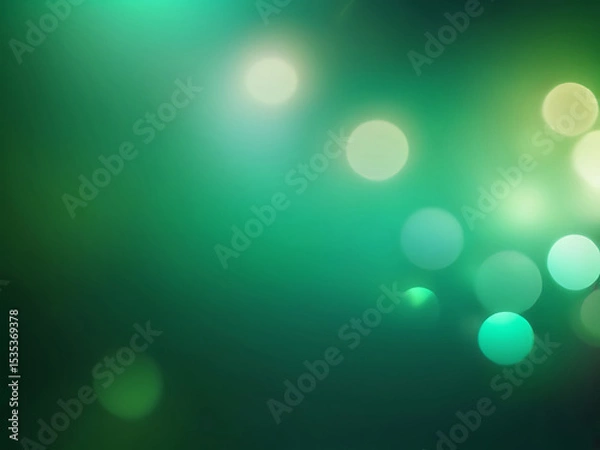Obraz Modern green abstract background with glowing bokeh lights, soft gradient texture, smooth surface, elegant design elements, and festive decorative pattern | ai