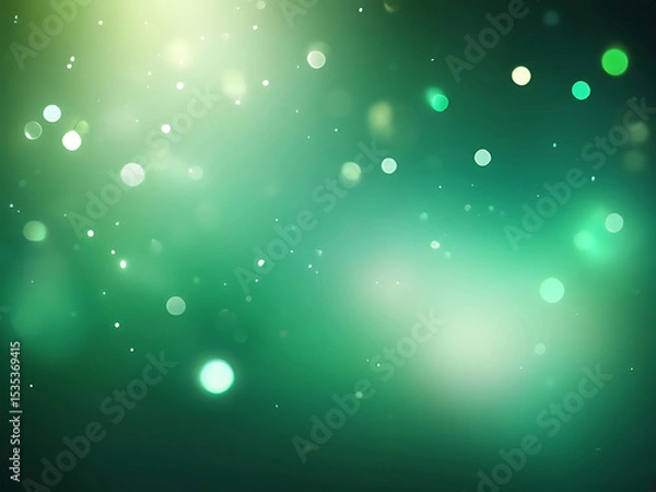 Obraz Modern green abstract background with glowing bokeh lights, soft gradient texture, smooth surface, elegant design elements, and festive decorative pattern | ai