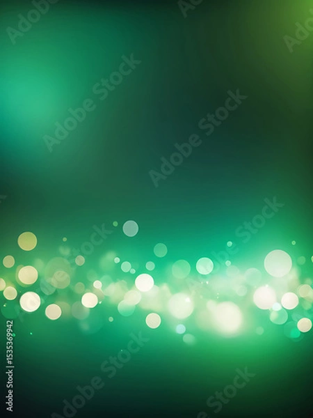Obraz Modern green abstract background with glowing bokeh lights, soft gradient texture, smooth surface, elegant design elements, and festive decorative pattern | ai