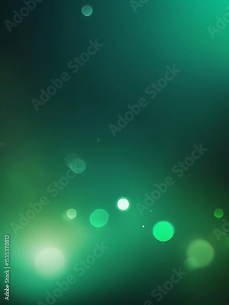 Fototapeta Modern green abstract background with glowing bokeh lights, soft gradient texture, smooth surface, elegant design elements, and festive decorative pattern | ai