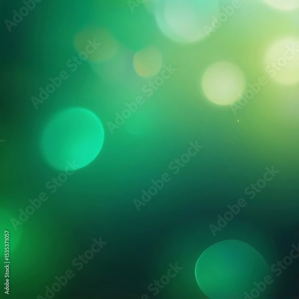 Fototapeta Modern green abstract background with glowing bokeh lights, soft gradient texture, smooth surface, elegant design elements, and festive decorative pattern | ai