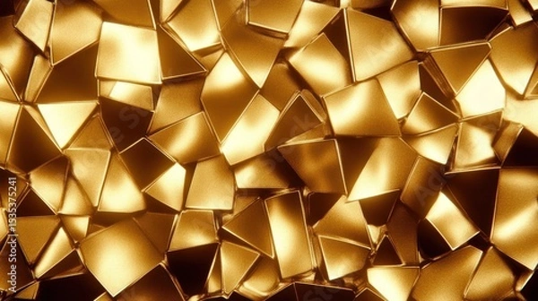 Fototapeta A Golden Abstract Mosaic of Irregular Shapes