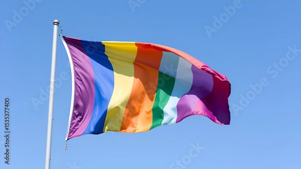 Obraz The Rainbow Flag Fluttering Proudly, Symbolizing the Strength of the LGBT Community. created with
