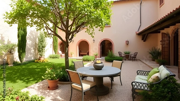 Obraz Serene Tuscany Courtyard in Italian Style
