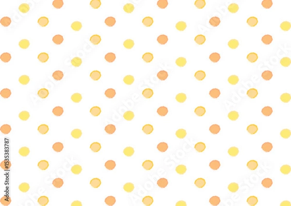 Obraz 背景　手書き風水玉ドット　オレンジ