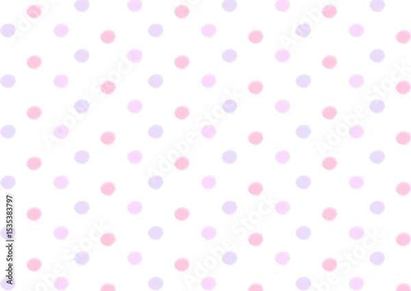 Fototapeta 背景　手書き風水玉ドット　ピンク