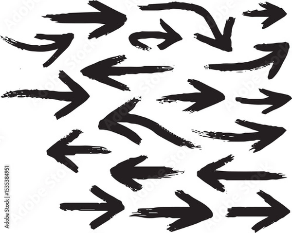 Fototapeta  brush stroke arrow icon set.