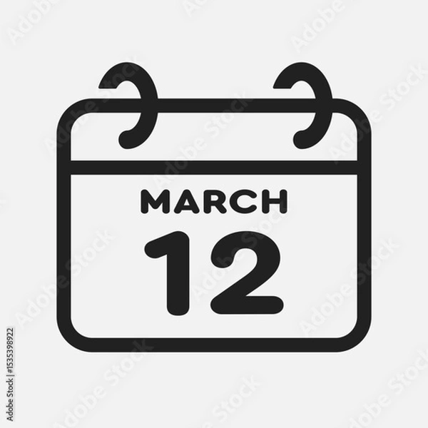 Obraz Icon page calendar day - 12 March