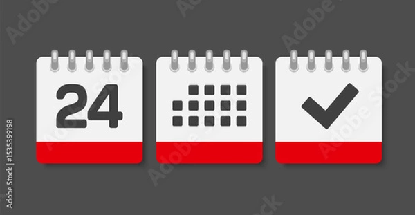 Obraz Vector icon page calendar - 24 day, agenda, done