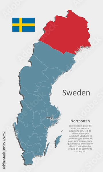 Obraz Vector map Sweden - region Norrbotten