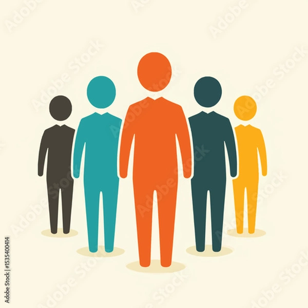Obraz Leader and a group of others, vector style simple color