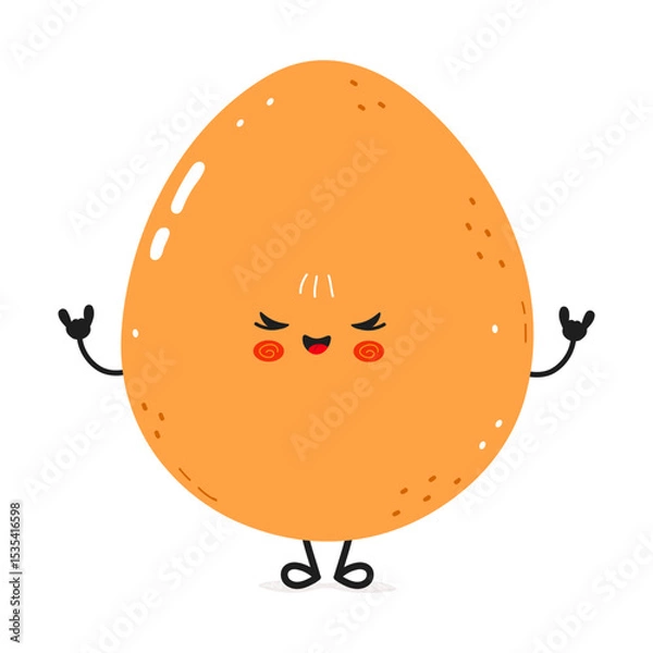 Obraz Cartoon Egg mascot showing rock hand sign while playfully winking