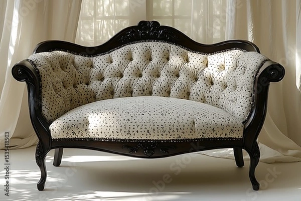 Fototapeta Classic wood frame sofa with tufted seat high resolution picture