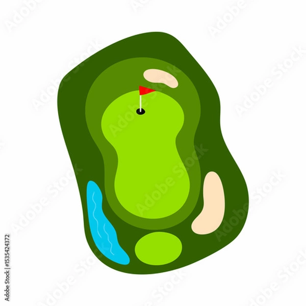 Obraz Golf Course Hole Aerial ViewVector