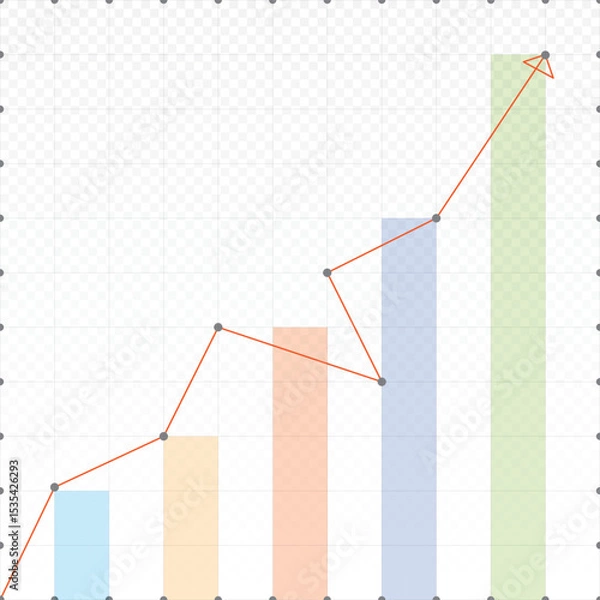 Obraz grow arrow in  modular grid gray square for design, infographics