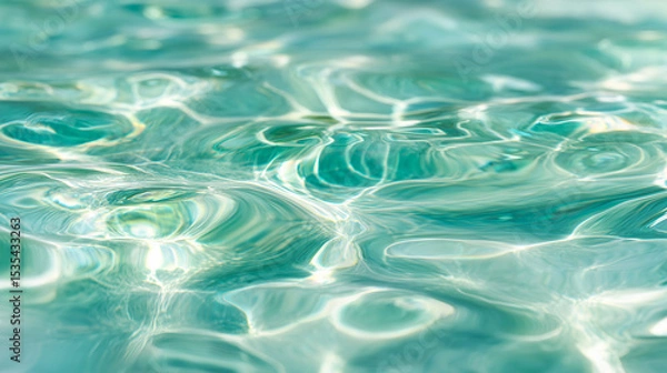 Fototapeta やさしい光が広がるアクアグリーンの水のゆらぎ（美容・コスメ・背景・癒やし・旅行）