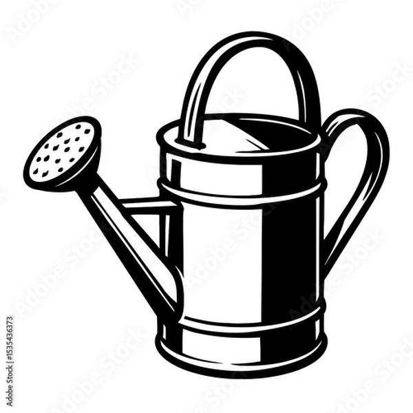 Fototapeta Classic Monochrome Watering Can Illustration - Essential Garden Tool for Plants and Horticulture