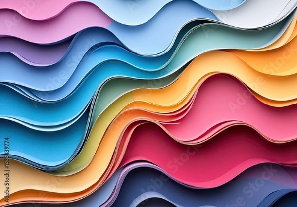 Fototapeta Abstract wavy layered colorful design