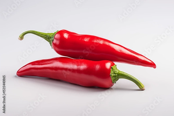 Fototapeta Two red chili on a white background