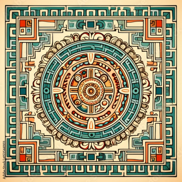 Obraz Native American traditional pattern with intricate circular design