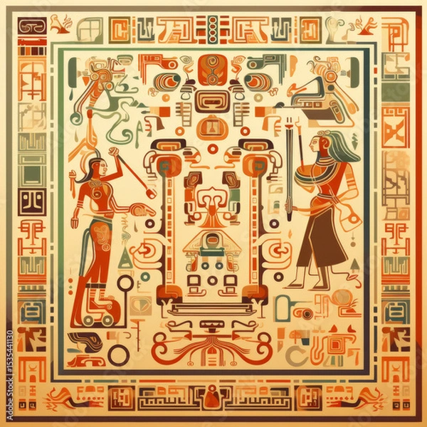 Obraz Native American traditional pattern with intricate circular design