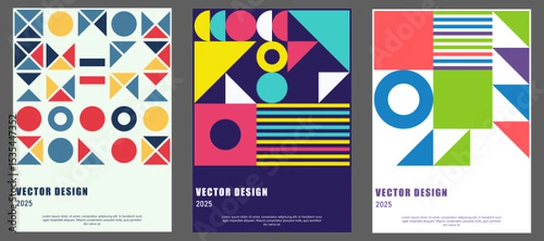 Obraz Colorful posters set. Modern abstract promotional flyer background. Vector illustration