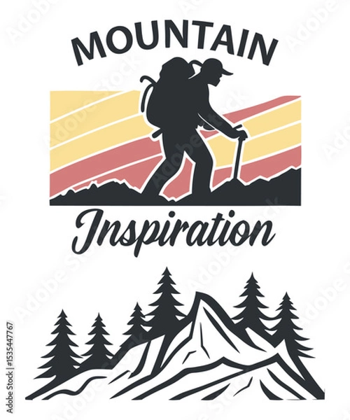 Fototapeta Christmas card with Santa Claus, New Year vector illustration, and a man with snowboard, a fun cartoon design