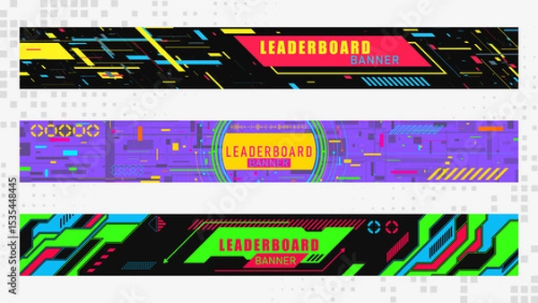 Obraz Technology banners collection in cyberpunk style. Vector design