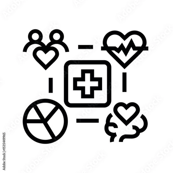 Obraz integrated health services line black icon. Sign for web page, mobile app,