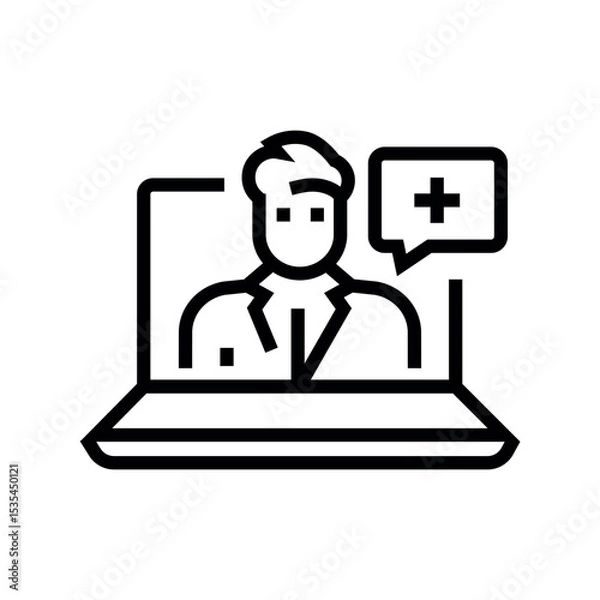 Obraz telemedicine line black icon. Sign for web page, mobile app,