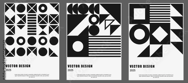 Obraz Black and white posters set. Modern abstract promotional flyer background. Vector illustration