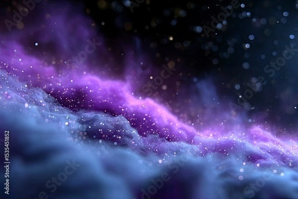Obraz A purple nebula with scattered stars resembling a cosmic cloud