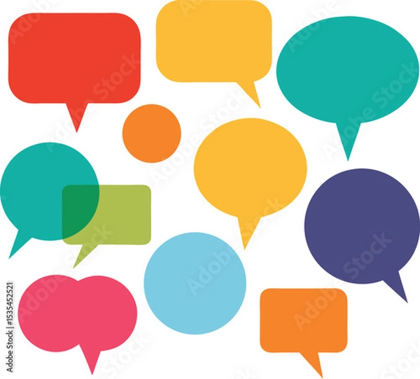 Fototapeta Colorful vector set of speech bubbles for communication and chat