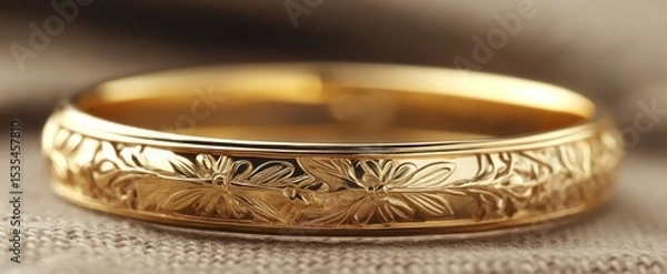 Obraz Shiny Gold Bangle with Engraved Design