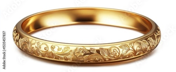 Obraz Shiny Gold Bangle with Engraved Design