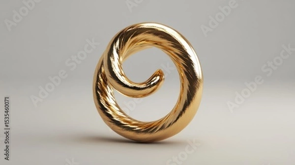 Obraz Spiral Gold Ring in Realistic 3D View