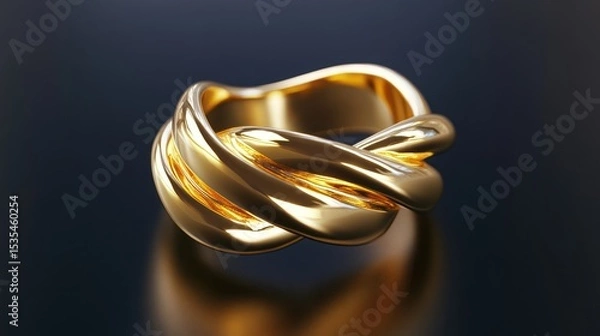 Obraz Spiral Gold Ring in Realistic 3D View