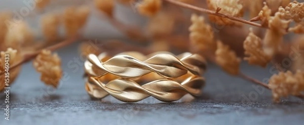 Obraz Stackable 3D Gold Rings with Matte Finish