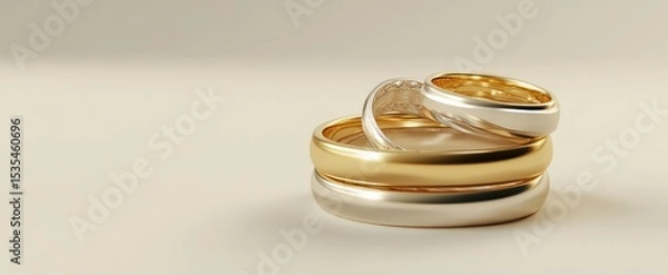 Obraz Stackable 3D Gold Rings with Matte Finish