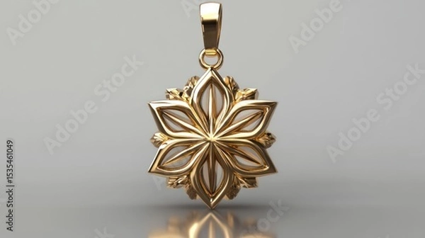 Obraz Star Motif Gold Pendant Rendered in 3D